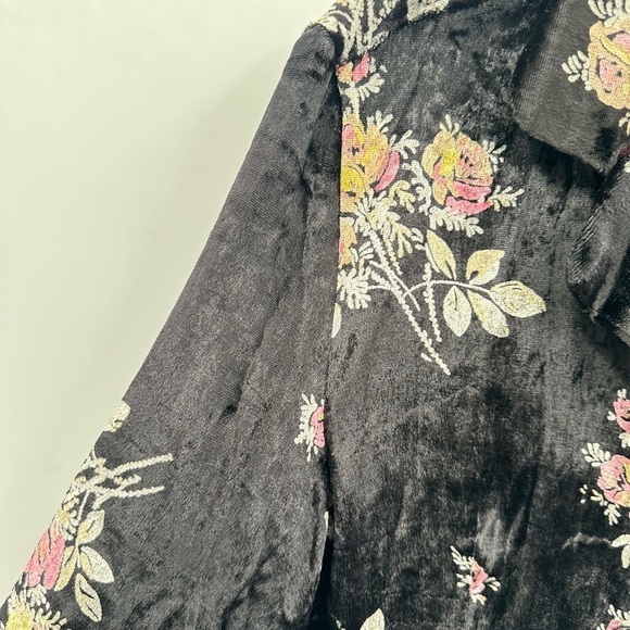 Y2K VTG XL Burnout black floral velvet woman jacket dark romantic whimsical - Picture 7 of 16